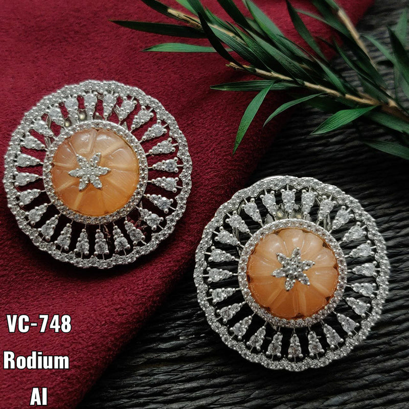 Vivah Creation Silver Plated AD Stone Stud Earrings