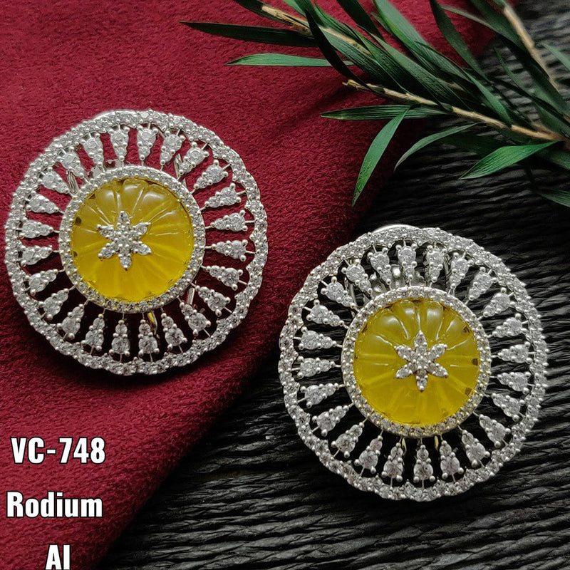 Vivah Creation Silver Plated AD Stone Stud Earrings