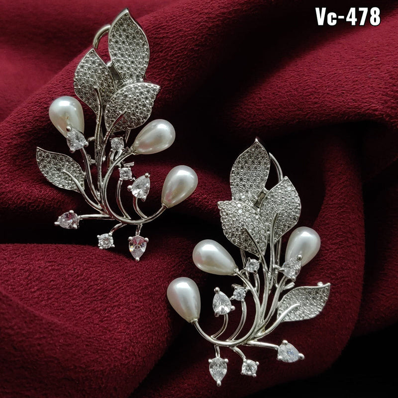 Vivah Creation Silver Plated AD Stone Stud Earrings