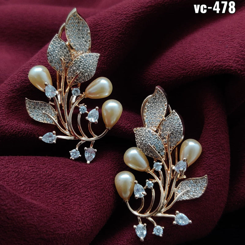 Vivah Creation Gold plated AD Stone Stud Earrings