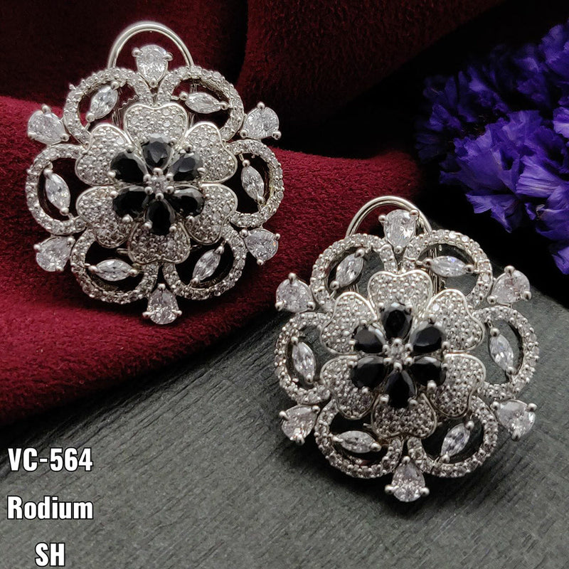 Vivah Creation Silver Plated AD Stone Stud Earrings