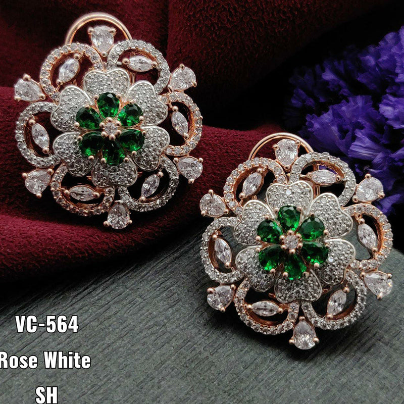 Vivah Creation Rose Gold plated AD Stone Stud Earrings