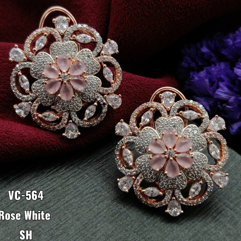 Vivah Creation Rose Gold plated AD Stone Stud Earrings