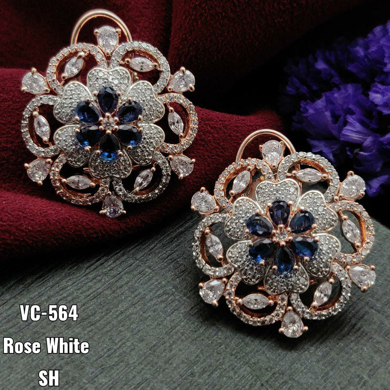 Vivah Creation Rose Gold plated AD Stone Stud Earrings