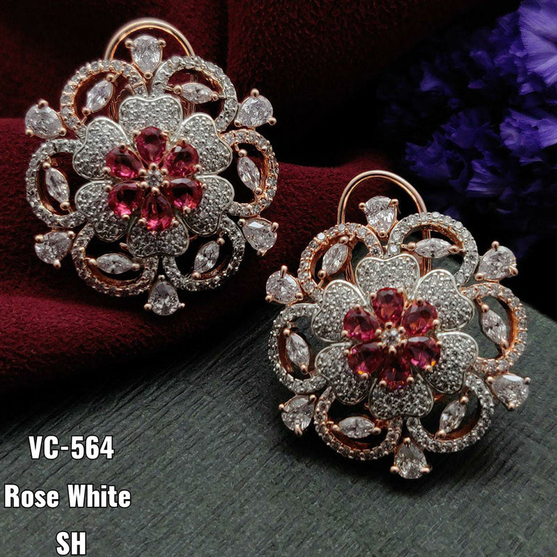 Vivah Creation Rose Gold plated AD Stone Stud Earrings