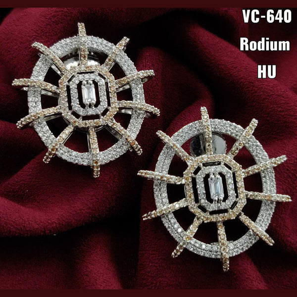 Vivah Creation Silver Plated AD Stone Stud Earrings