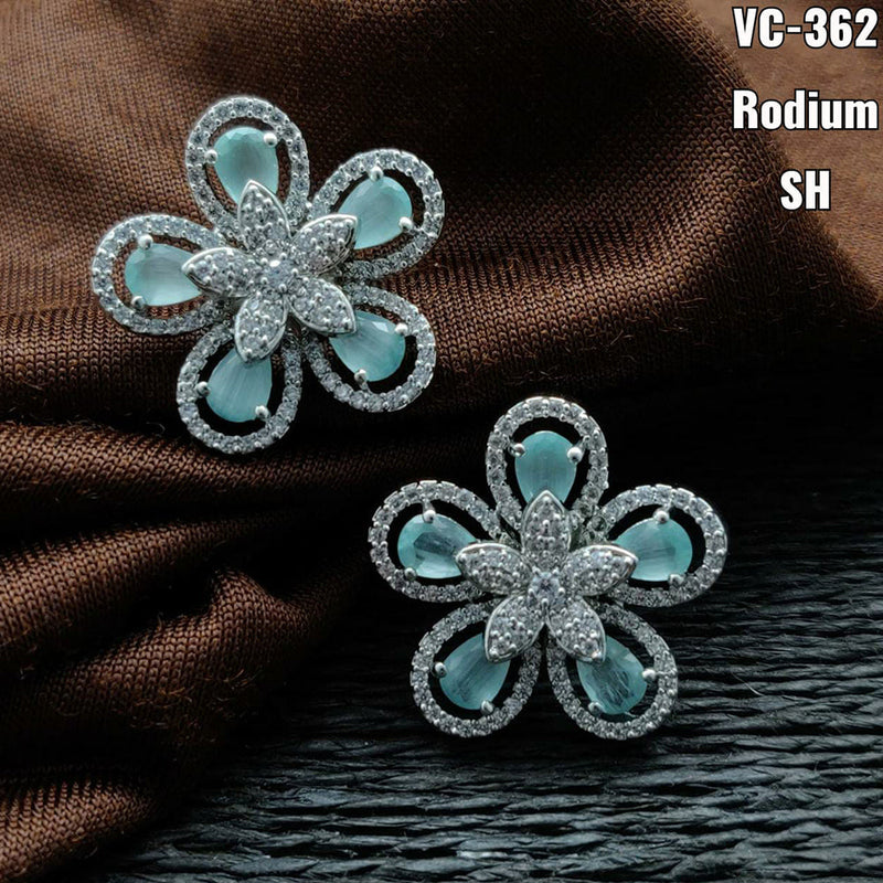 Vivah Creation Silver Plated AD Stone Stud Earrings