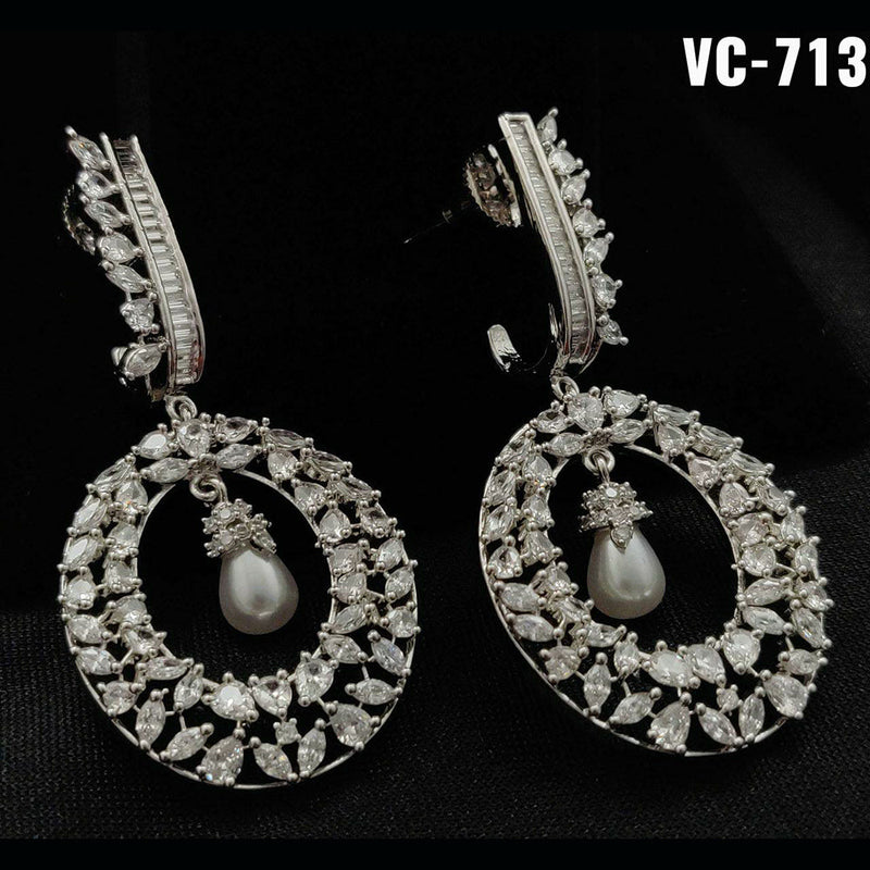 Vivah Creation Silver Plated AD Stone Dangler Earrings