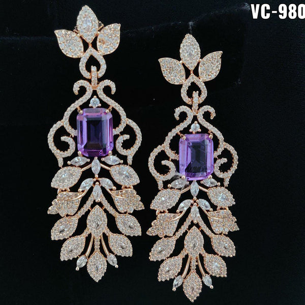 Vivah Creation Gold plated AD Stone Dangler Earrings