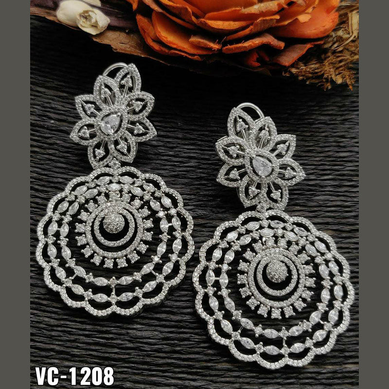 Vivah Creation Silver Plated AD Stone Dangler Earrings