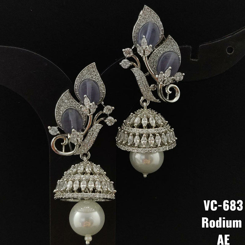 Vivah Creation Silver Plated AD Stone Dangler Earrings