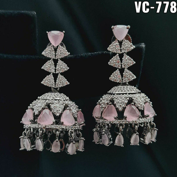 Vivah Creation Silver Plated AD Stone Dangler Earrings