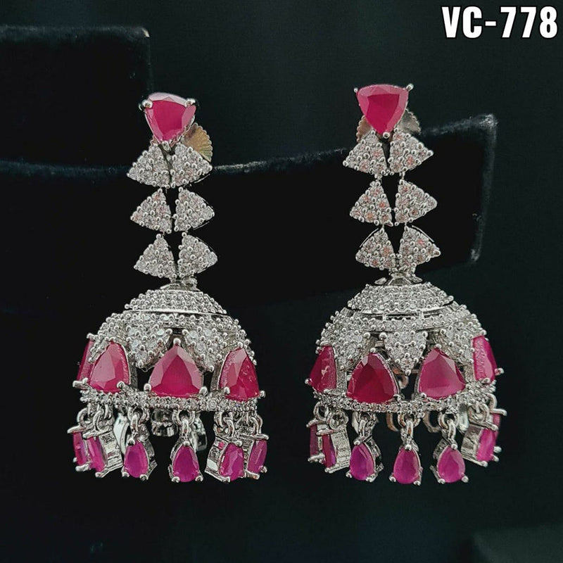 Vivah Creation Silver Plated AD Stone Dangler Earrings