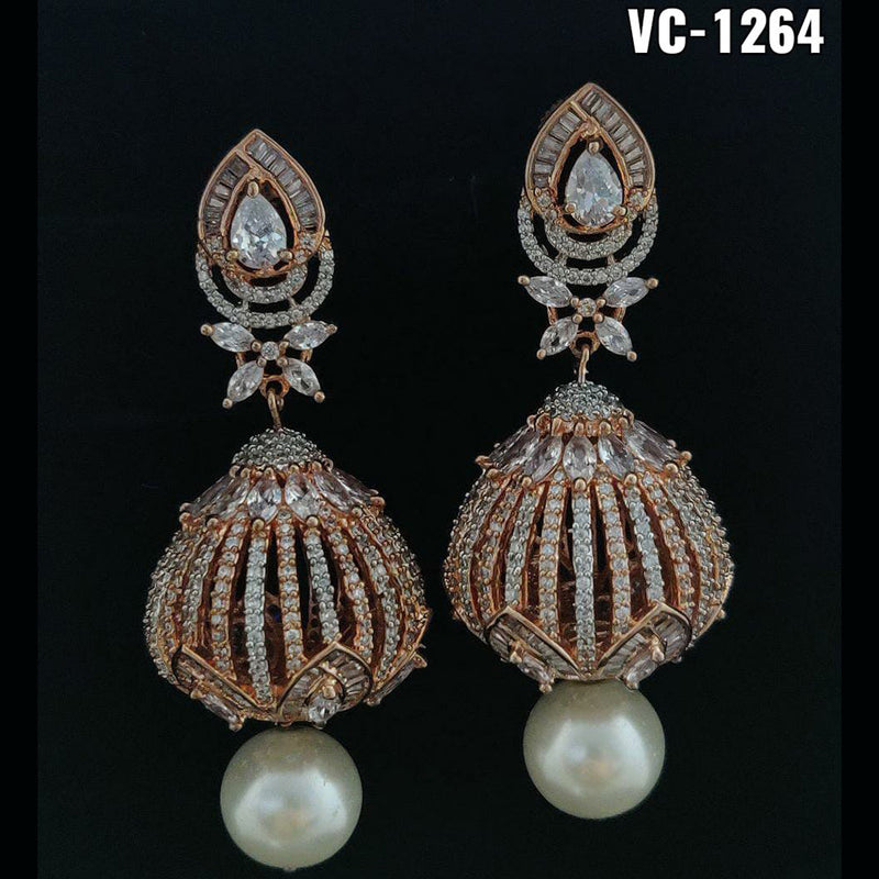 Vivah creation 2 tone Plated AD Stone Dangler Earrings