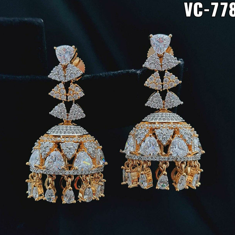 Vivah Creation Rose Gold plated AD Stone Dangler Earrings