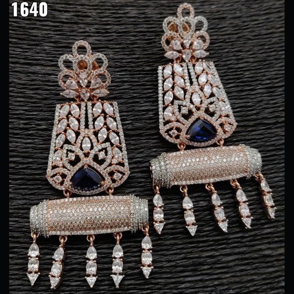 Vivah Creation Rose Gold Plated AD Stone Dangler Earrings