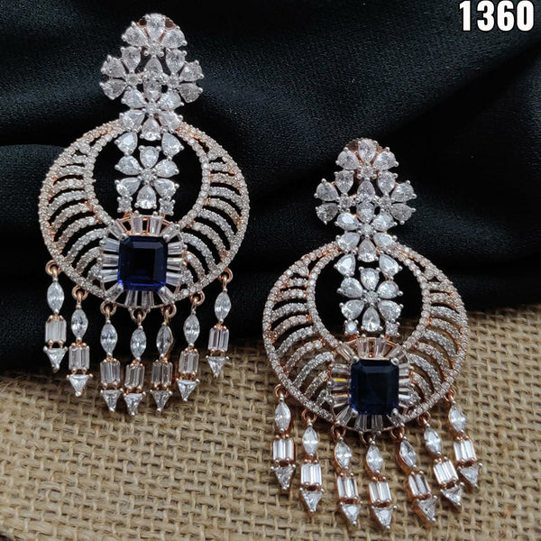 Vivah Creation Rose Gold Plated AD Stone Dangler Earrings