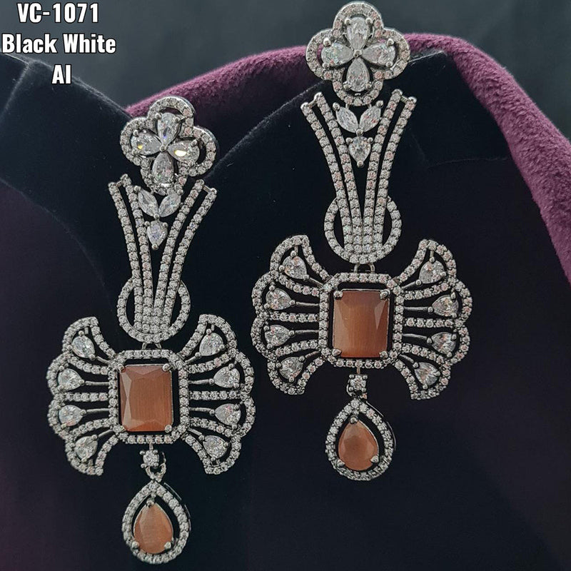 Vivah Creation Silver Plated AD Stone Dangler Earrings