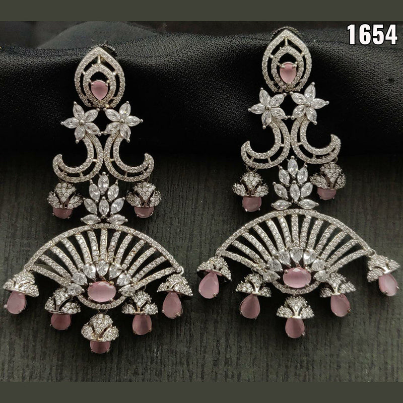 Vivah Creation Silver Plated AD Stone Dangler Earrings