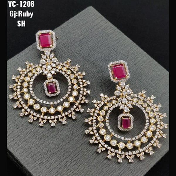 Vivah Creation  Gold Plated AD Stone Dangler Earrings