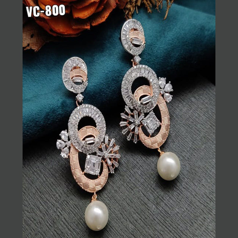 Vivah Creation 2 tone Plated AD Stone Dangler Earrings