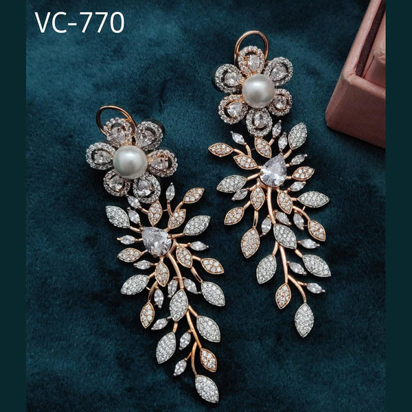 Vivah Creation 2 tone Plated AD Stone Dangler Earrings