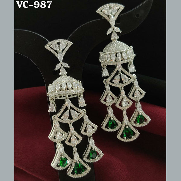 Vivah Creation Silver Plated AD Stone Dangler Earrings