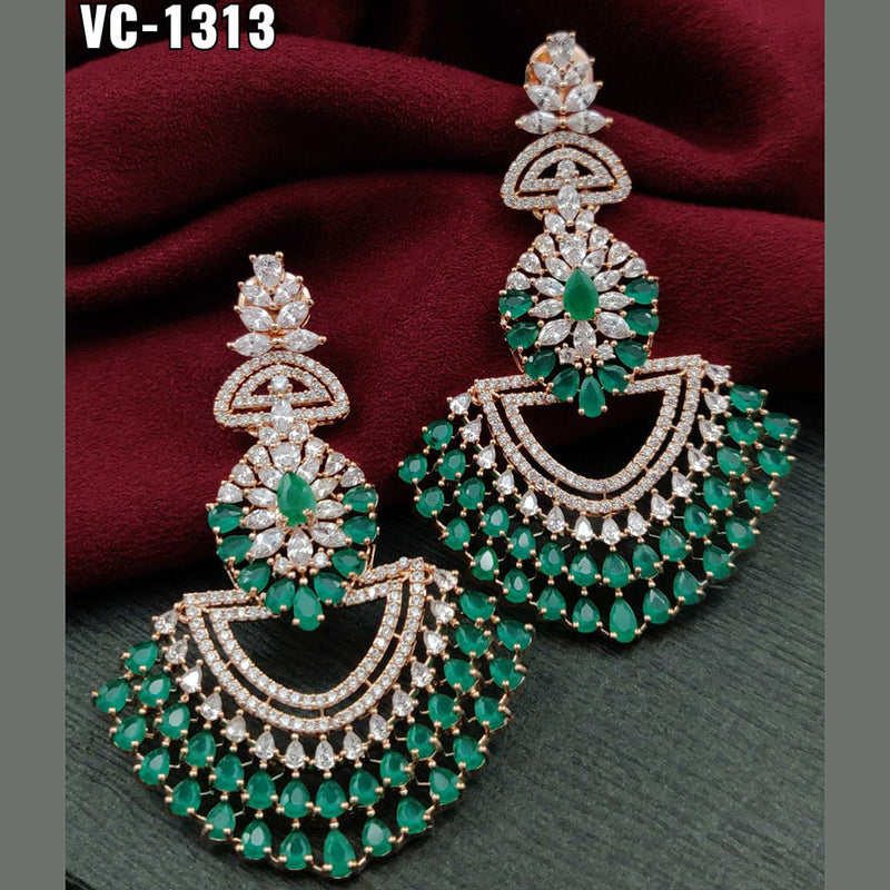 Vivah Creation Rose Gold Plated AD Stone Dangler Earrings