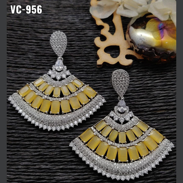 Vivah Creation Silver Plated AD Stone Dangler Earrings