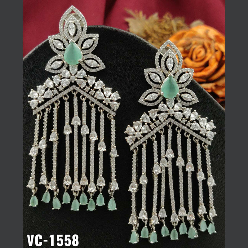 Vivah Creation Silver Plated AD Stone Dangler Earrings