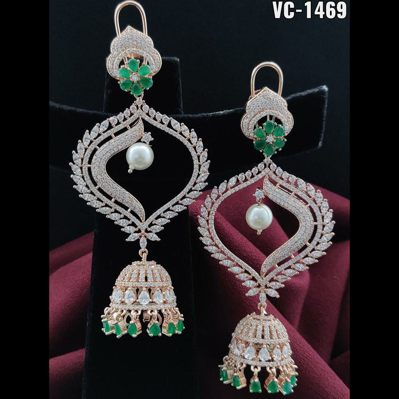 Vivah Creation Rose Gold Plated AD Stone Dangler Earrings