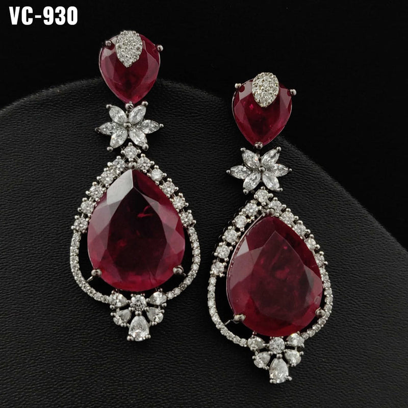 Vivah Creation Silver Plated AD Stone Dangler Earrings