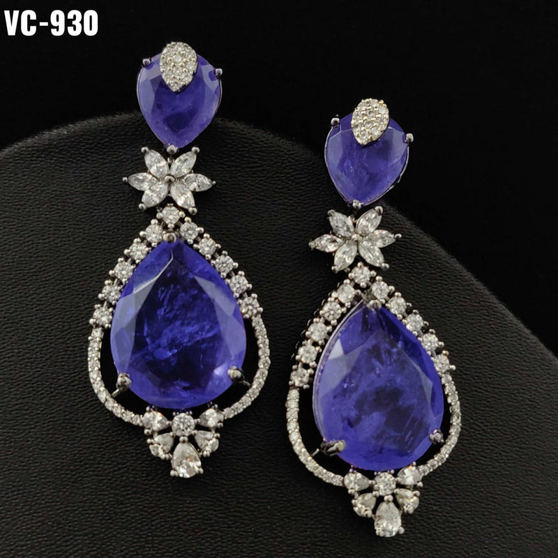 Vivah Creation Silver Plated AD Stone Dangler Earrings