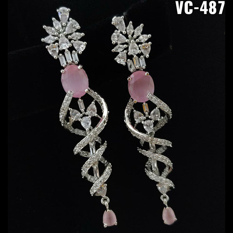 Vivah Creation Silver Plated AD Stone Dangler Earrings