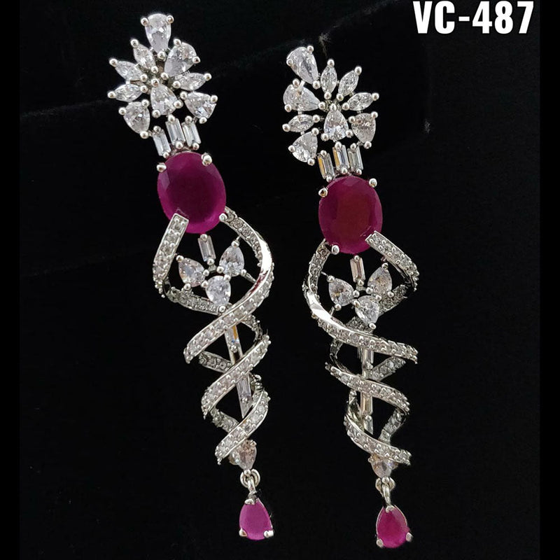 Vivah Creation Silver Plated AD Stone Dangler Earrings