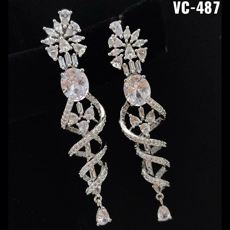 Vivah Creation Silver Plated AD Stone Dangler Earrings