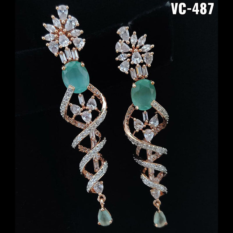 Vivah Creation Rose Gold Plated AD Stone Dangler Earrings