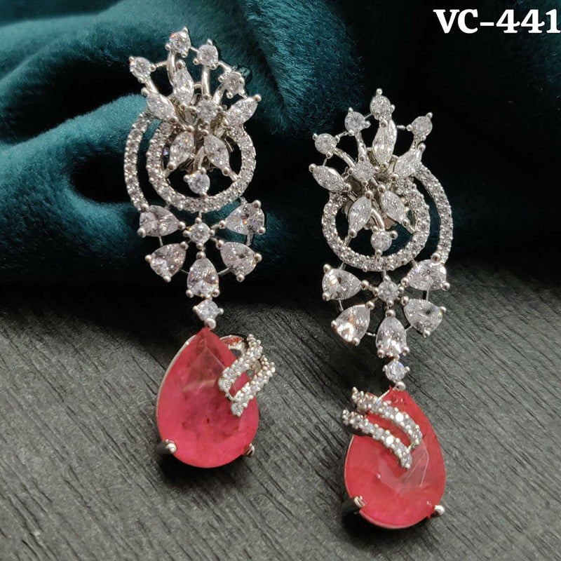 Vivah Creation Silver Plated AD Stone Dangler Earrings