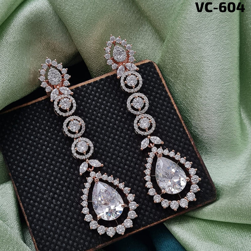 Vivah Creation Silver Plated AD Stone Dangler Earrings