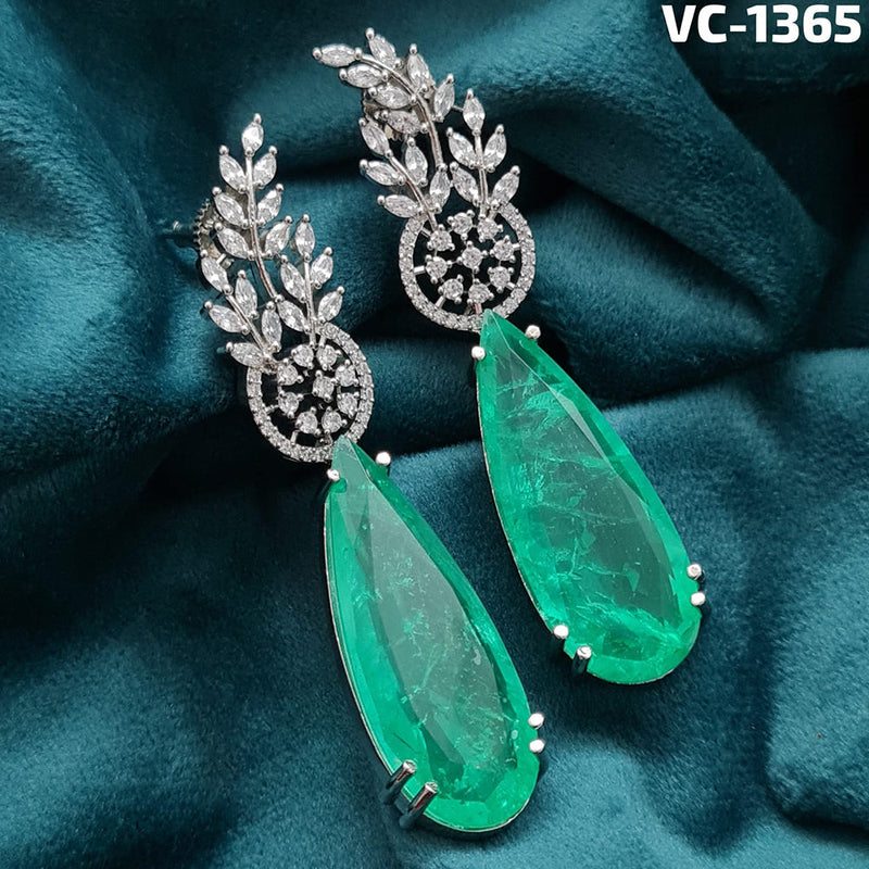 Vivah Creation Silver Plated AD Stone Dangler Earrings