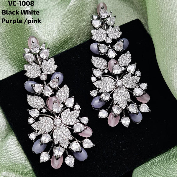 Vivah Creation Oxidised Plated AD Stone Dangler Earrings