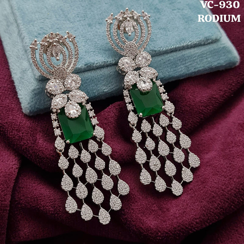 Vivah Creation Rodium Plating AD Stone Dangler Earrings