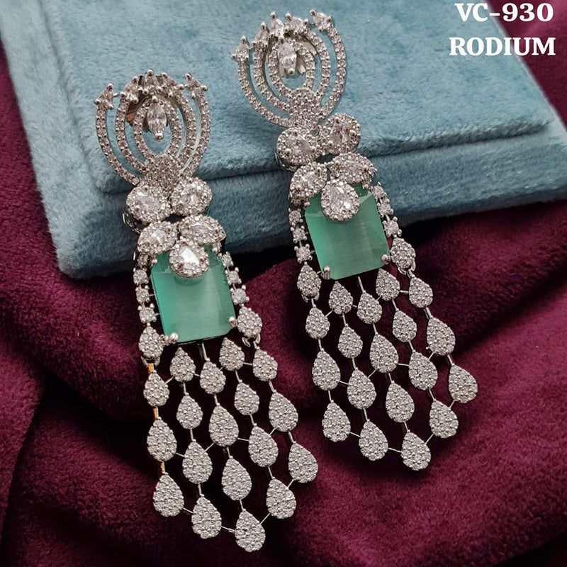 Vivah Creation Rodium Plating AD Stone Dangler Earrings