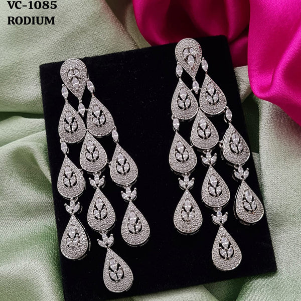 Vivah Creation Rodium Plating AD Stone Dangler Earrings