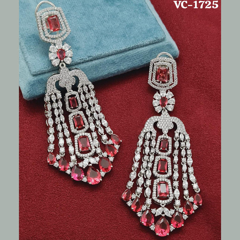 Vivah Creation Silver Plated AD Stone Dangler Earrings