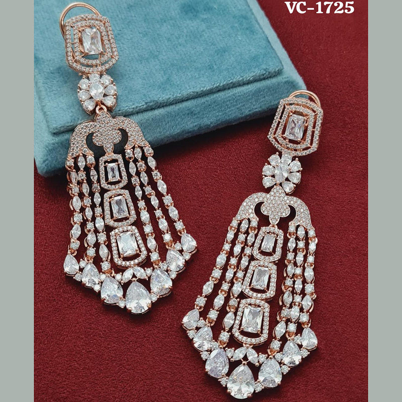 Vivah Creation Rose Gold Plated AD Stone Dangler Earrings