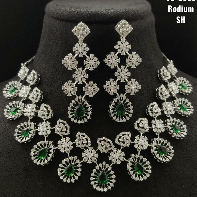 Vivah Creations Silver Plated AD Stone Necklace Set