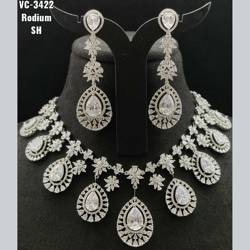 Vivah Creations Silver Plated AD Stone Necklace Set