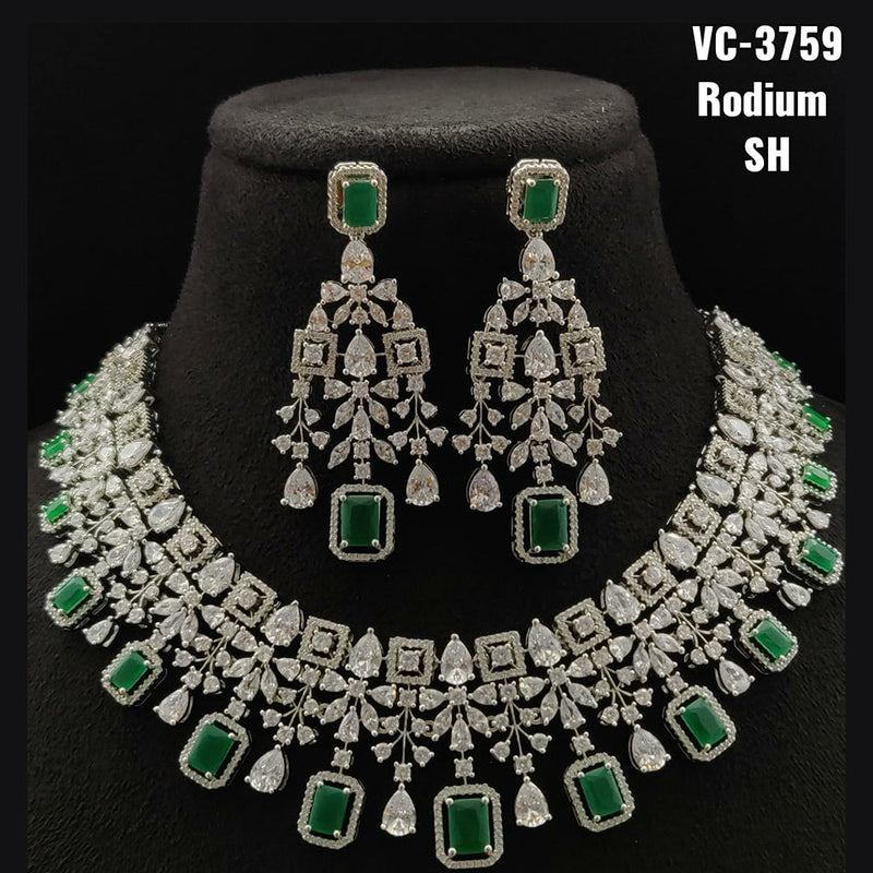 Vivah Creations Silver Plated AD Stone Necklace Set