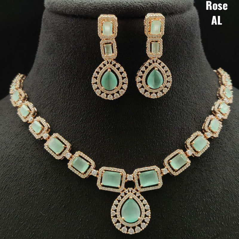 Vivah Creations Rose Gold Plated AD Stone Necklace Set